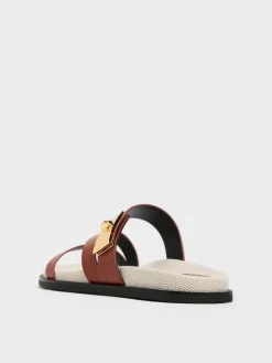Aelin Canvas Metallic-Buckle Strappy Sandals