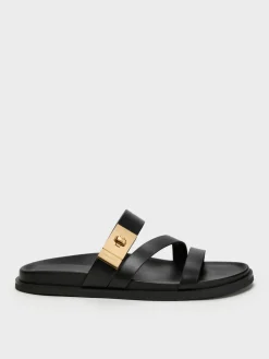 Aelin Metallic-Buckle Strappy Sandals