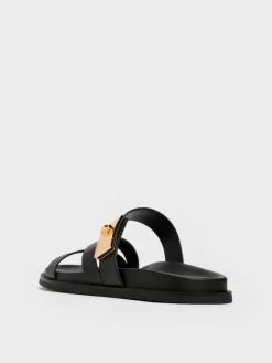 Aelin Metallic-Buckle Strappy Sandals