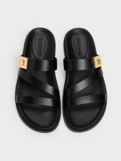 Aelin Metallic-Buckle Strappy Sandals