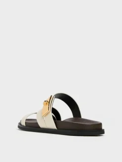 Aelin Metallic-Buckle Strappy Sandals