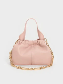 Ally Ruched Chain-Handle Bag