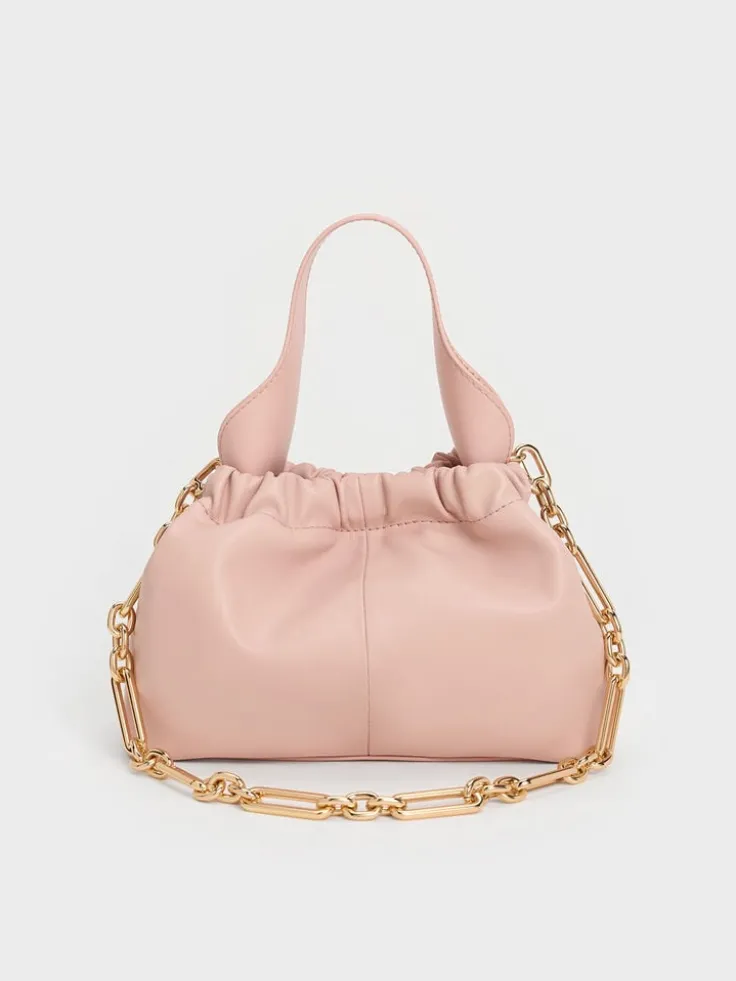 Ally Ruched Chain-Handle Bag