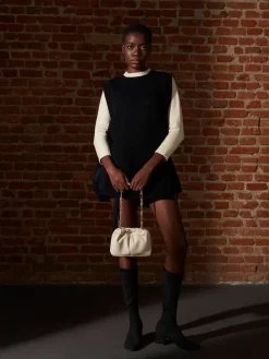 Ally Ruched Chain-Handle Bag