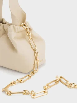 Ally Ruched Chain-Handle Bag