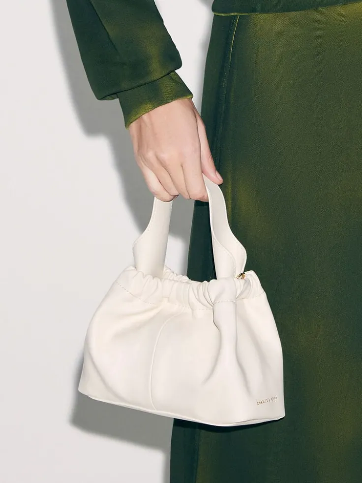 Ally Ruched Chain-Handle Bag