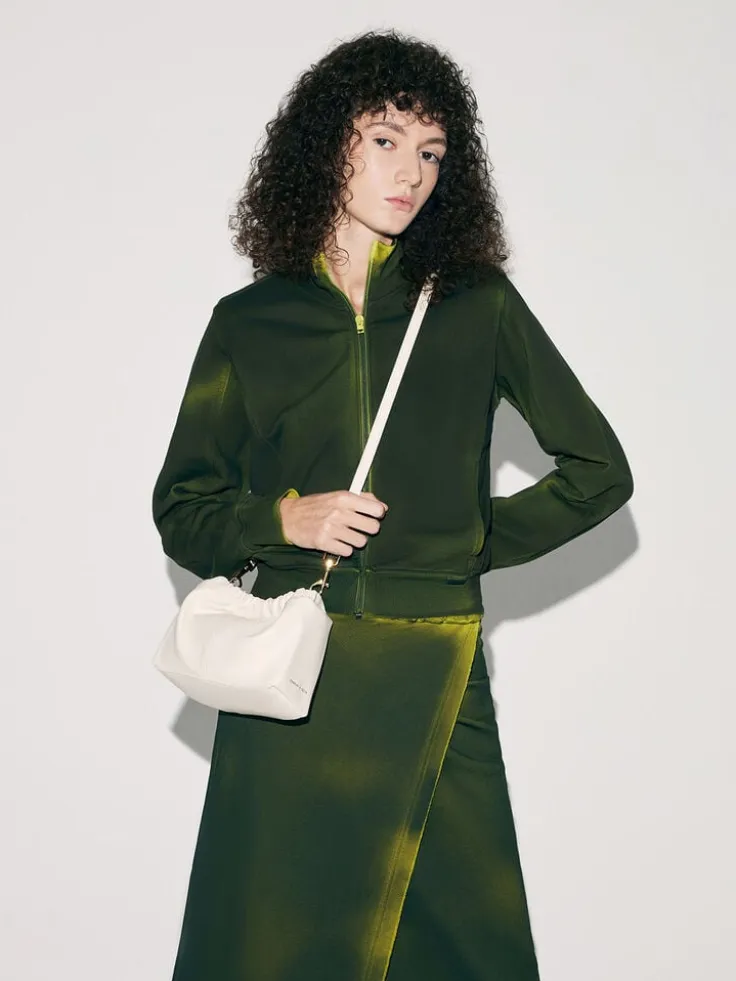 Ally Ruched Chain-Handle Bag
