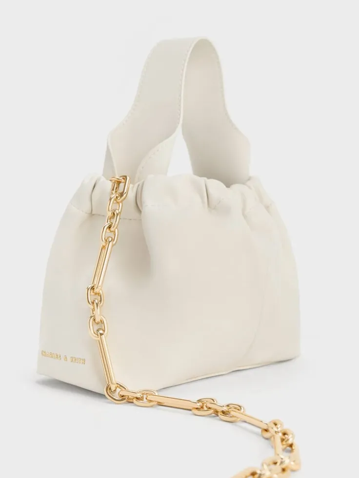 Ally Ruched Chain-Handle Bag