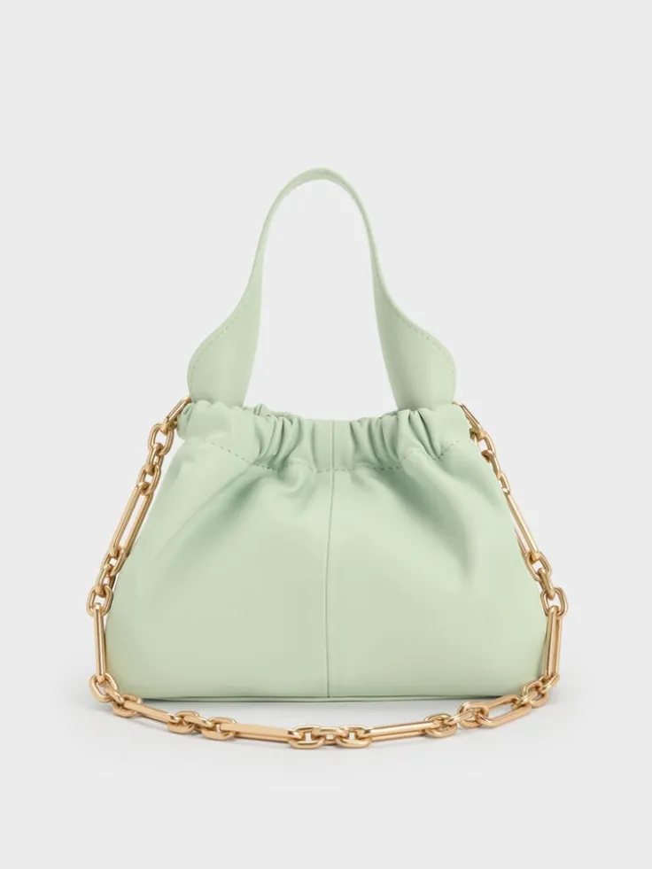 Ally Ruched Slouchy Chain-Handle Bag