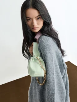 Ally Ruched Slouchy Chain-Handle Bag