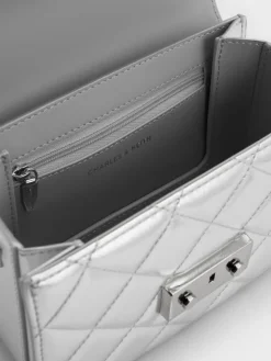 Alva Metallic Quilted Chain-Handle Bag