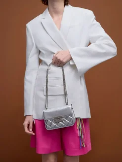 Alva Metallic Quilted Chain-Handle Bag