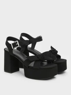 Anika Faux Suede Knot-Bow Platform Sandals