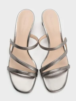 Arden Metallic Wavy Strap Mules