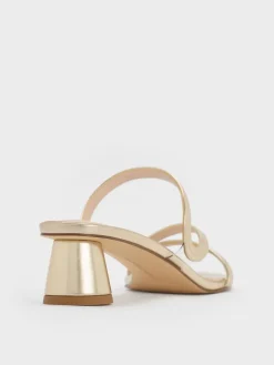 Arden Metallic Wavy Strap Mules