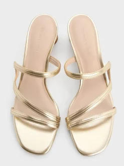 Arden Metallic Wavy Strap Mules
