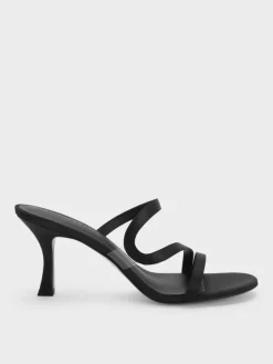Arden Satin Wavy Heeled Mules