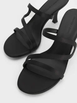 Arden Satin Wavy Heeled Mules