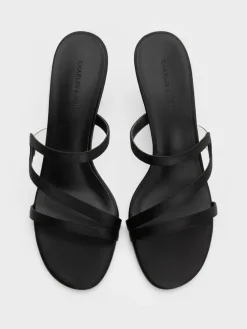Arden Satin Wavy Heeled Mules