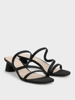 Arden Satin Wavy Strap Mules