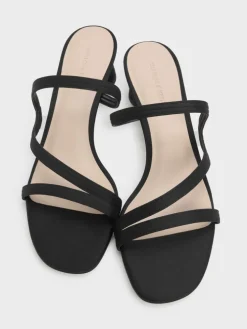 Arden Satin Wavy Strap Mules