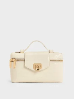 Arwen Croc-Effect Top Handle Vanity Bag