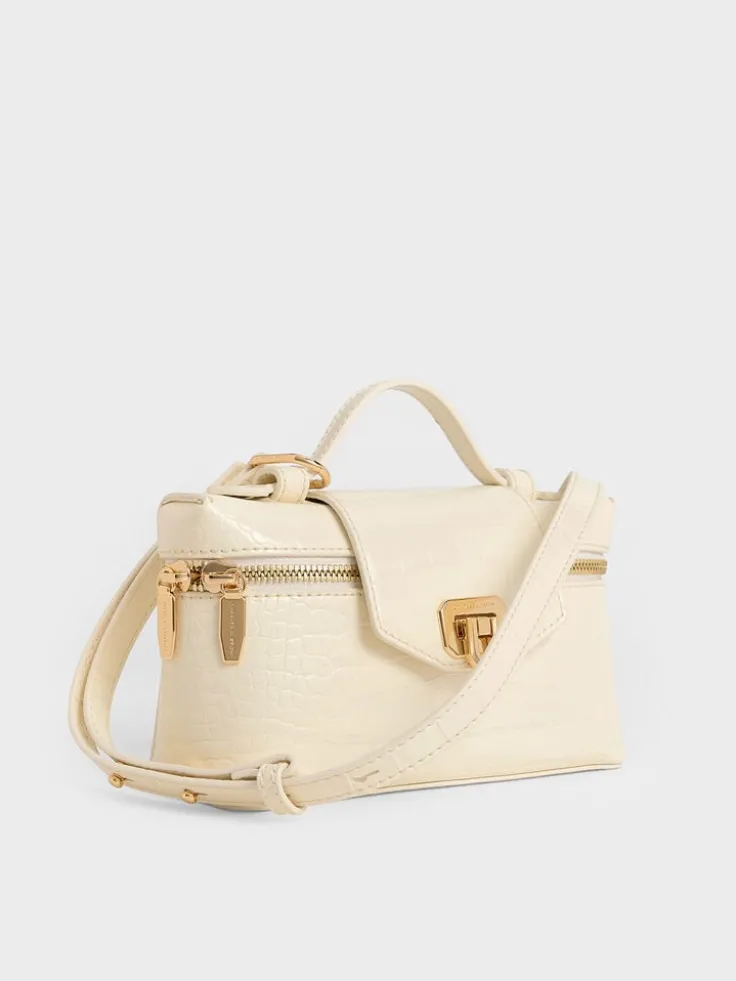 Arwen Croc-Effect Top Handle Vanity Bag