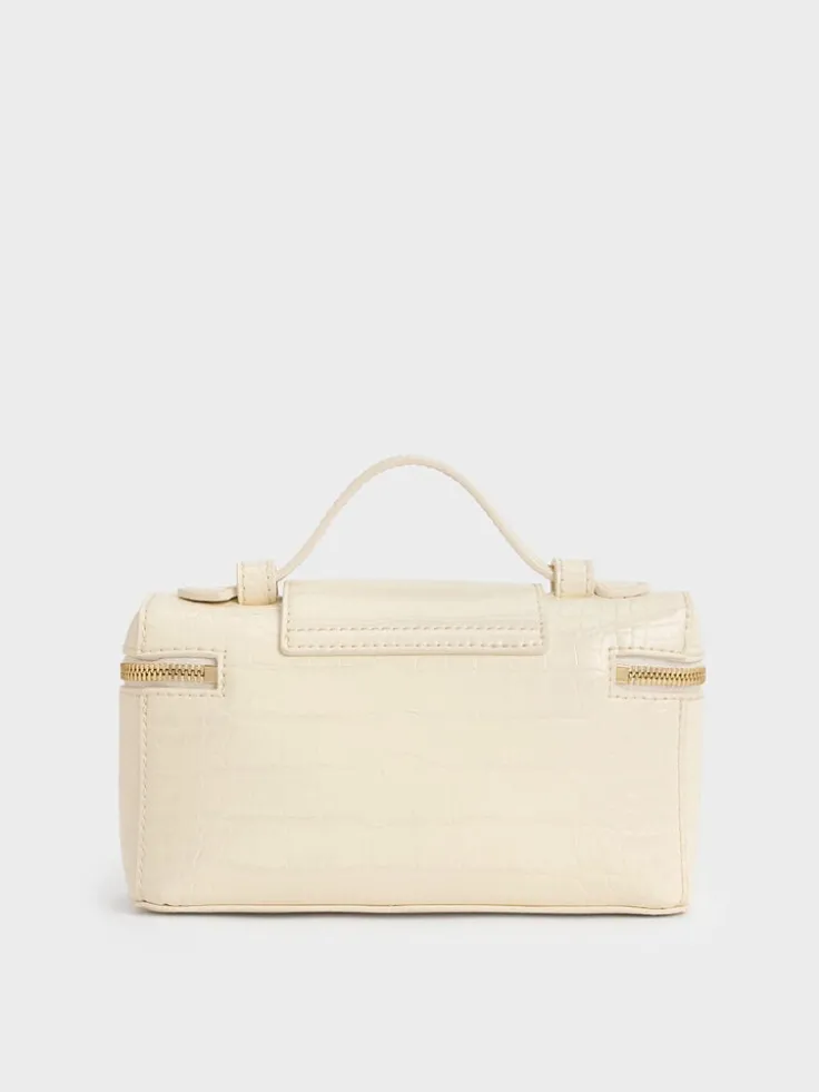 Arwen Croc-Effect Top Handle Vanity Bag
