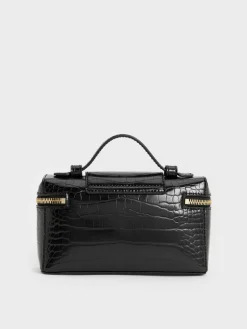 Arwen Croc-Effect Top Handle Vanity Bag