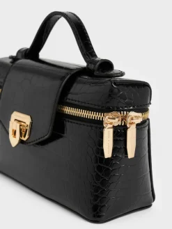 Arwen Croc-Effect Top Handle Vanity Bag