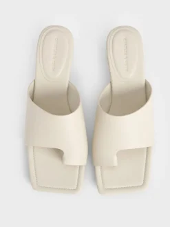 Asymmetric Square-Toe Toe-Ring Sandals