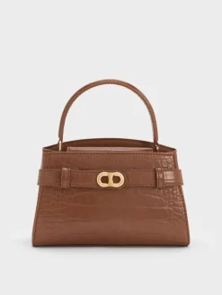 Aubrielle Croc-Effect Belted Top Handle Bag