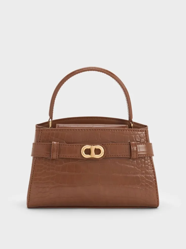 Aubrielle Croc-Effect Belted Top Handle Bag