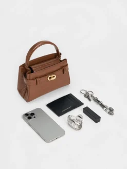 Aubrielle Croc-Effect Belted Top Handle Bag