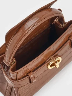 Aubrielle Croc-Effect Belted Top Handle Bag