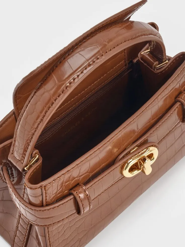 Aubrielle Croc-Effect Belted Top Handle Bag