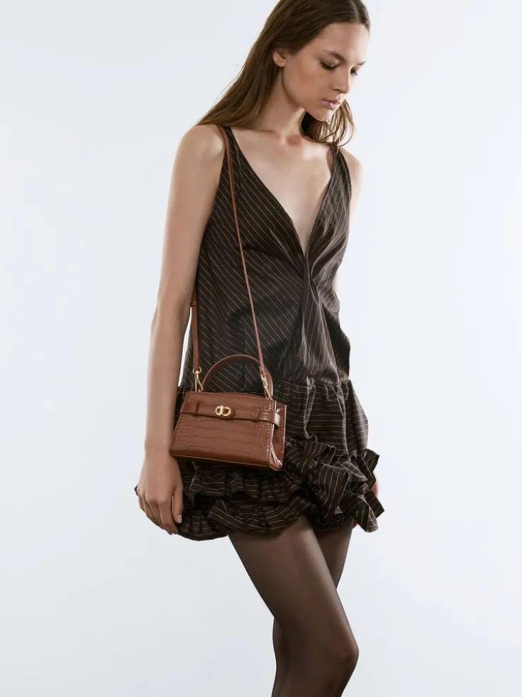 Aubrielle Croc-Effect Belted Top Handle Bag