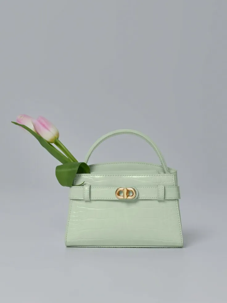 Aubrielle Croc-Effect Belted Top Handle Bag