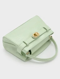 Aubrielle Croc-Effect Belted Top Handle Bag