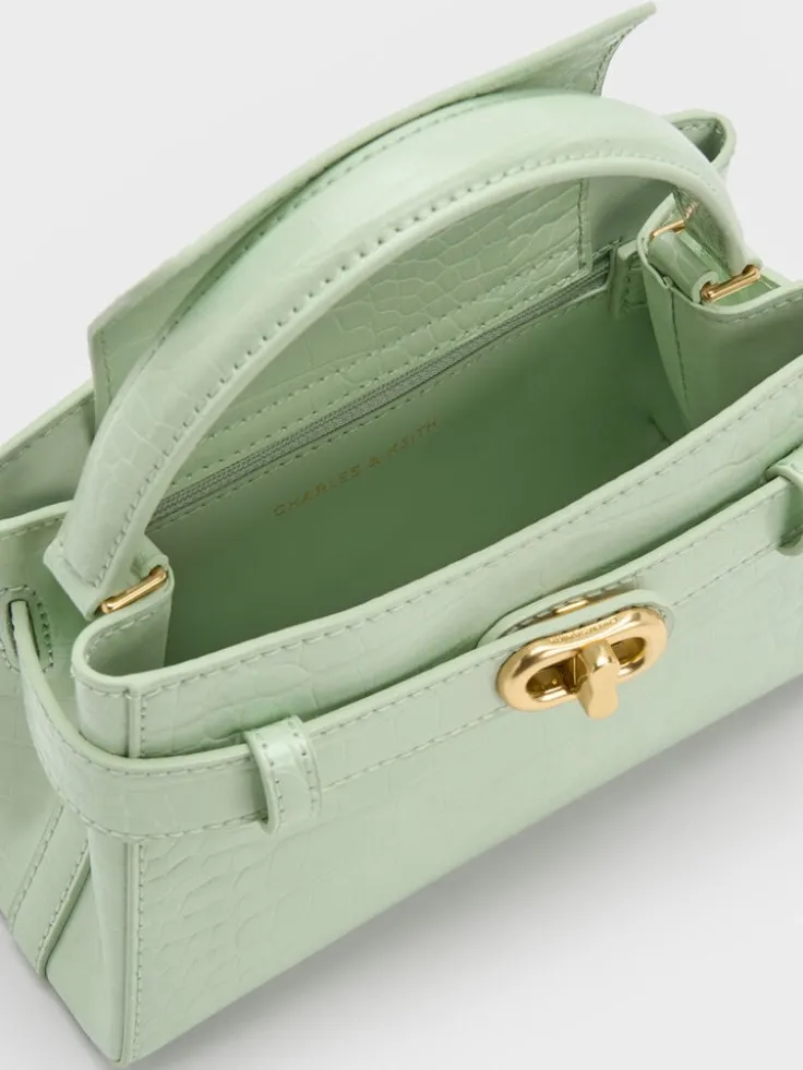 Aubrielle Croc-Effect Belted Top Handle Bag
