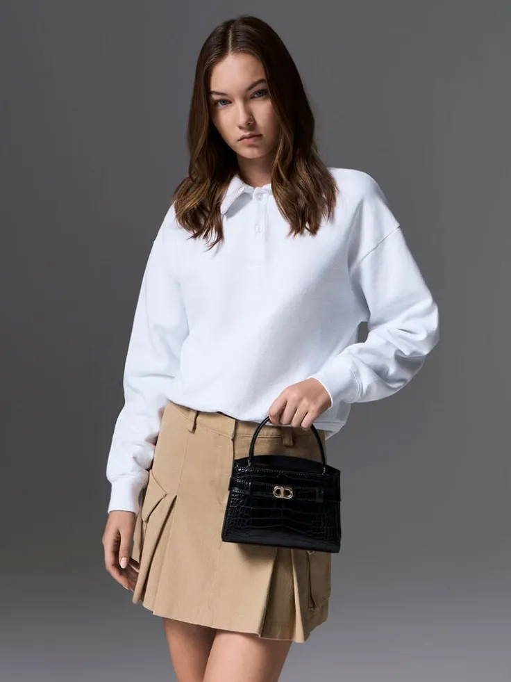 Aubrielle Croc-Effect Belted Top Handle Bag