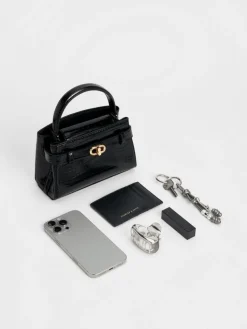 Aubrielle Croc-Effect Belted Top Handle Bag