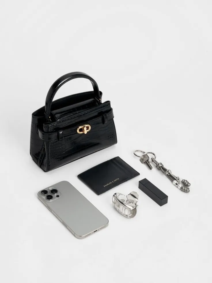 Aubrielle Croc-Effect Belted Top Handle Bag