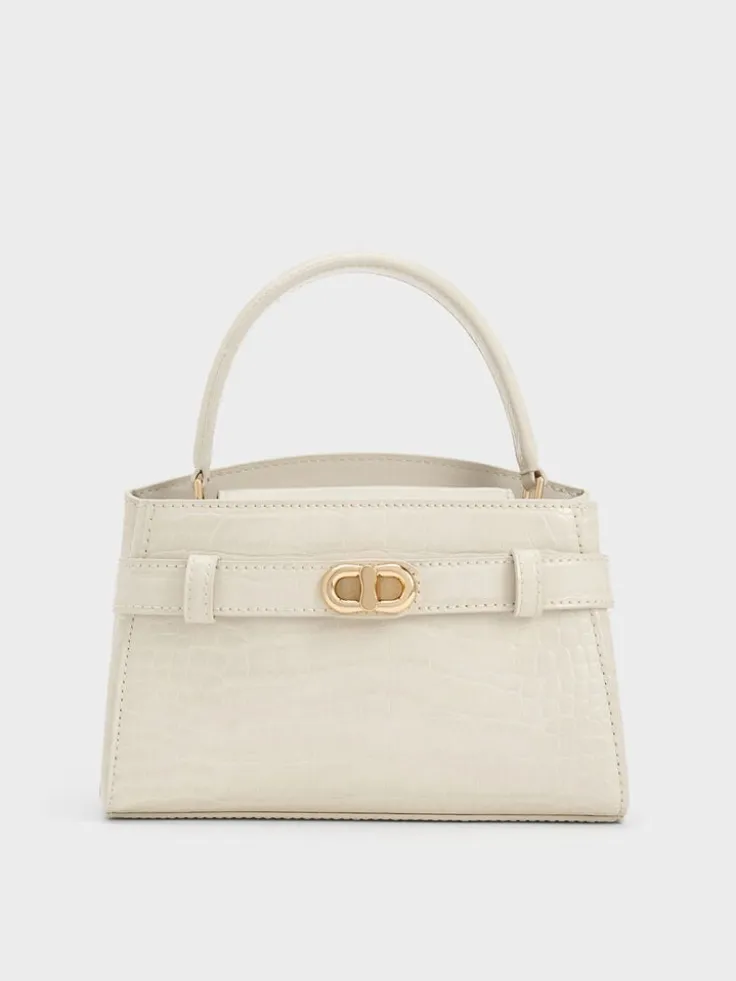Aubrielle Croc-Effect Belted Top Handle Bag