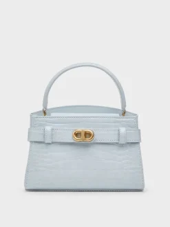 Aubrielle Croc-Effect Belted Top Handle Bag