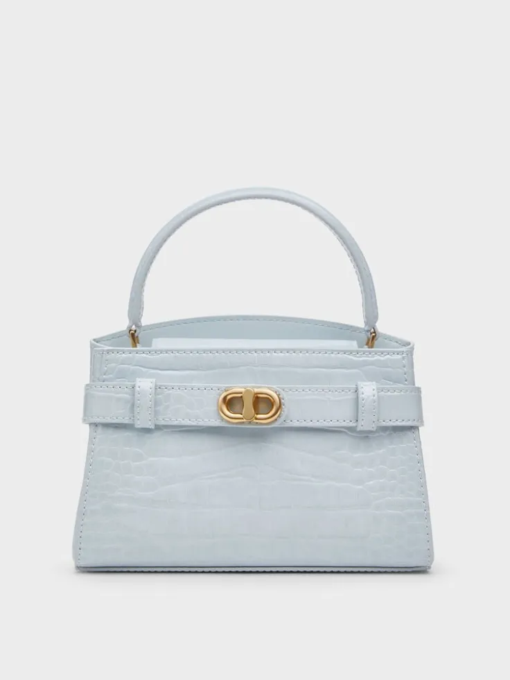 Aubrielle Croc-Effect Belted Top Handle Bag