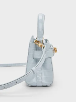 Aubrielle Croc-Effect Belted Top Handle Bag