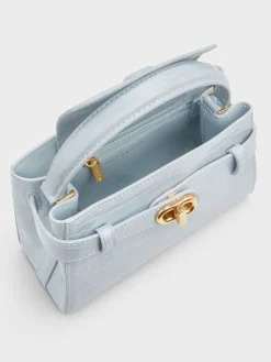 Aubrielle Croc-Effect Belted Top Handle Bag