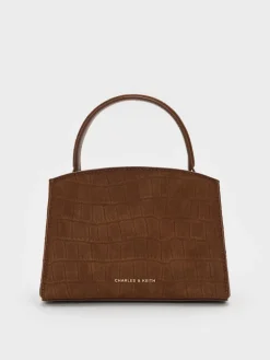 Aubrielle Croc-Effect Belted Top Handle Bag