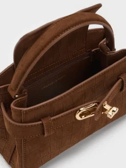Aubrielle Croc-Effect Belted Top Handle Bag